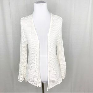 Fashion Avenue white loose knit open cardigan